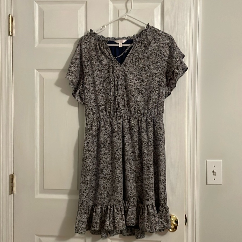 LC Lauren Conrad Black and White Patterned Dress